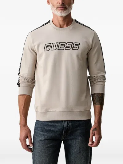 Guess Usa Logo-print Tape-detail Sweatshirt In Gray