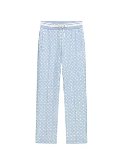 Guess Usa Logo-print Track Pants In Blue
