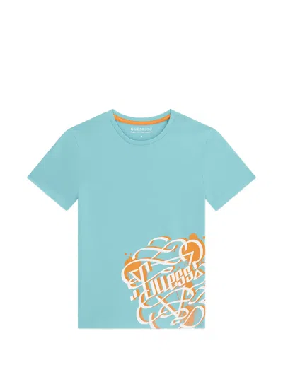 Guess Usa Kids' Logo-print T-shirt In Blue