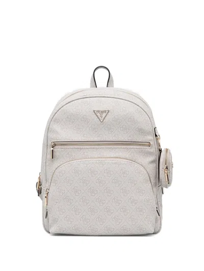 Guess Usa Logo-print Zip-around Backpack In White
