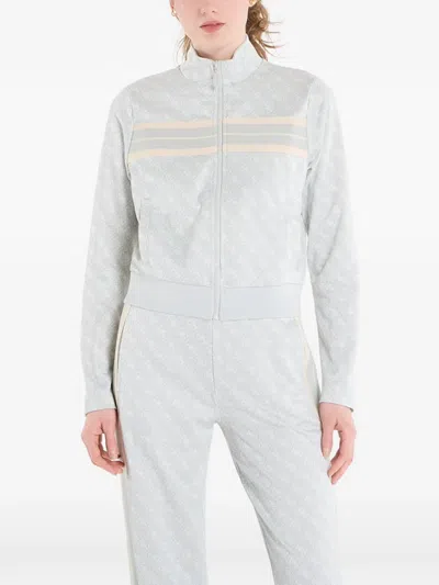 Guess Usa Logo-print Zip-up Jacket In Gray