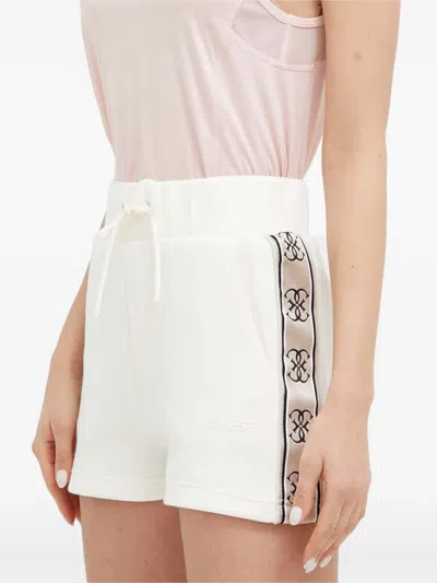 Guess Usa Logo-tape Mini Shorts In Neutral