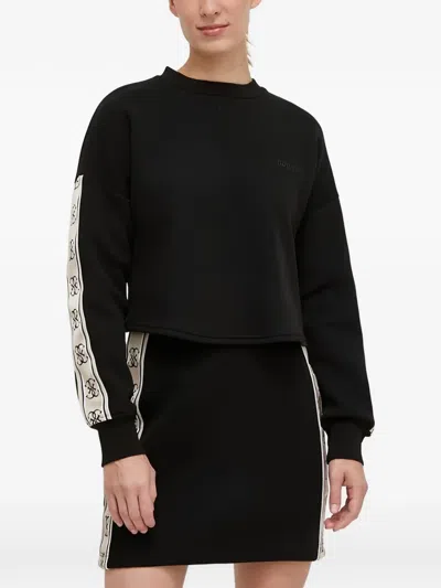 Guess Usa Logo-tape Sweatshirt In Black