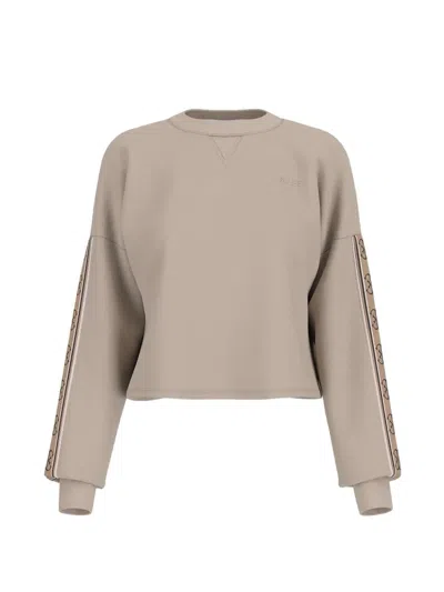Guess Usa Logo-tape Sweatshirt In Neutral