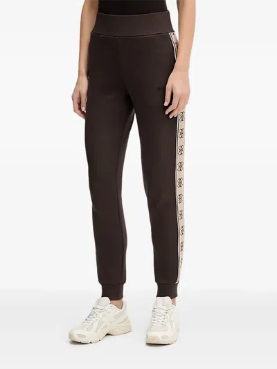 Guess Usa Logo-tape Track Pants In Brown