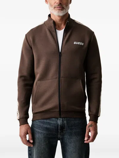 Guess Usa Logo-tape Zip-up Sweater In Multi