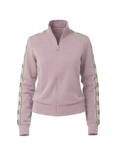 Guess Usa Logo-tape Zip-up Sweatshirt In Pink