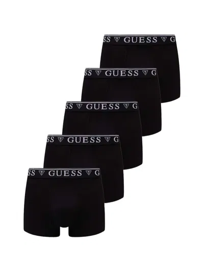 Guess Usa Logo-waistband Boxers (set Of Five) In Black