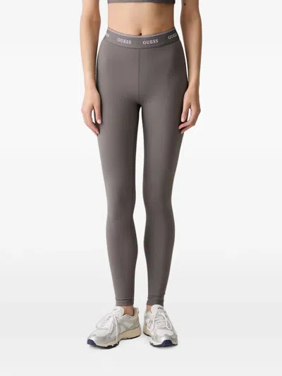 Guess Usa Logo-waistband Leggings In Gray