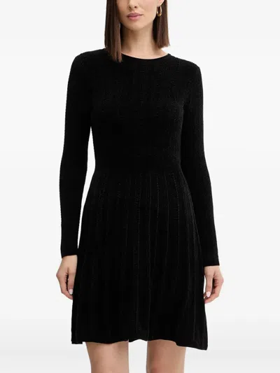 Guess Usa Long-sleeve A-line Mini Dress In Black
