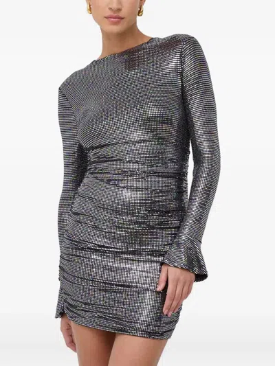 Guess Usa Long-sleeve Gathered Dress In Gray