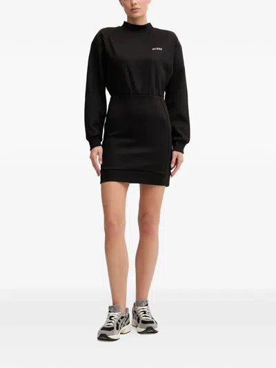 Guess Usa Long Sleeve Logo Dress In Black