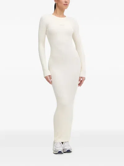 Guess Usa Long-sleeve Ribbed Maxi Dress In White