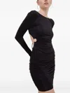 Guess Usa Long-sleeve Ruched Dress In Black
