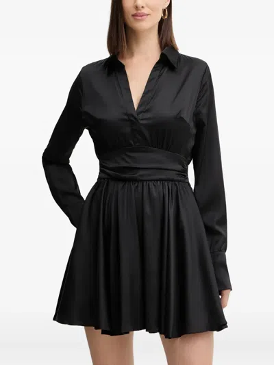 Guess Usa Long-sleeve V-neck Mini Dress In Black