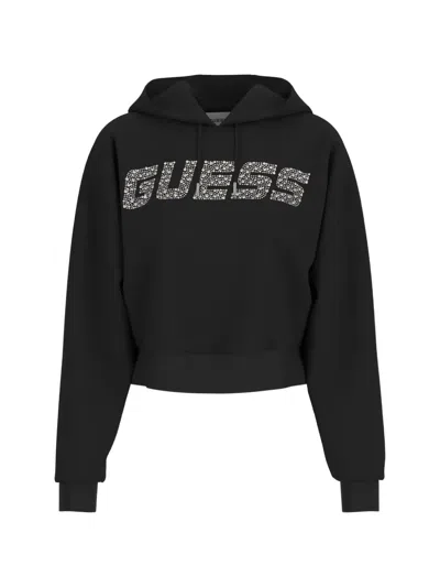 Guess Usa Long-sleeve Hoodie In Black