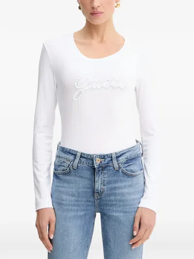 Guess Usa Long-sleeve T-shirt In White
