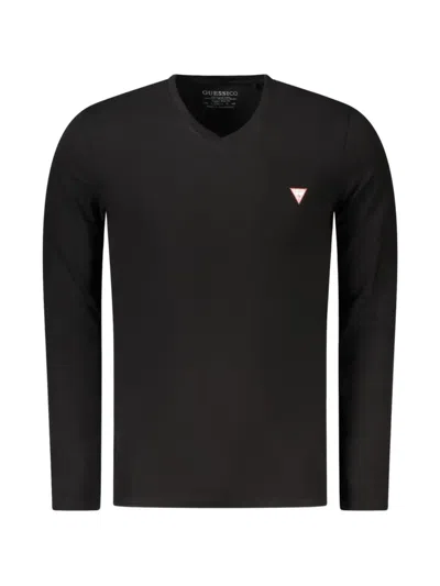 Guess Usa Long-sleeve V-neck T-shirt In Black