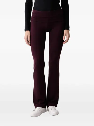 Guess Usa Lotus Rhinestone-logo Flared Leggings In Purple