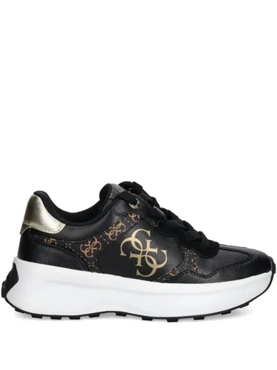 Guess Usa Luckee Logo-print Sneakers In Black