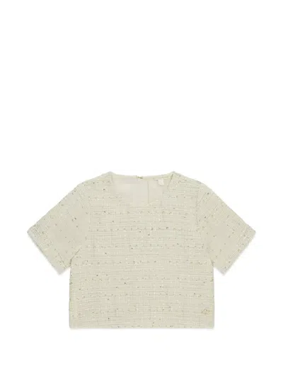 Guess Usa Kids' Lurex-detail Tweed Blouse In White