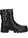 Guess Usa Lynden Buckle-strap Ankle Boots In Black