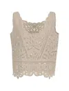 Guess Usa Macramé Top In Neutral