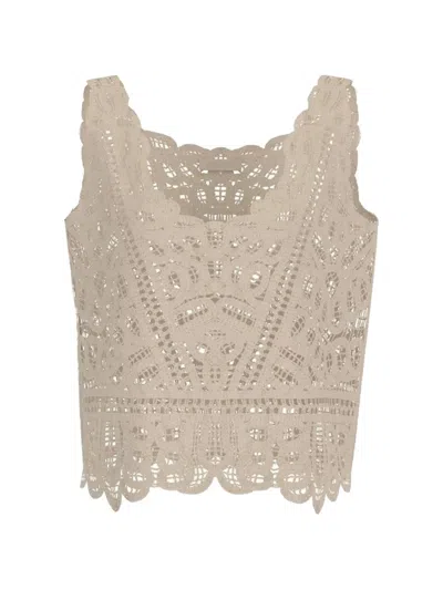 Guess Usa Macramé Top In Neutral