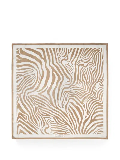 Guess Usa Marciano Printed Twill Scarf In Brown