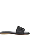 Guess Usa Marciano Raffia Slides In Black