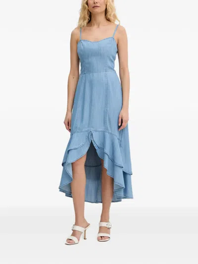 Guess Usa Marina Ruffled Tiered Midi Dress In Blue