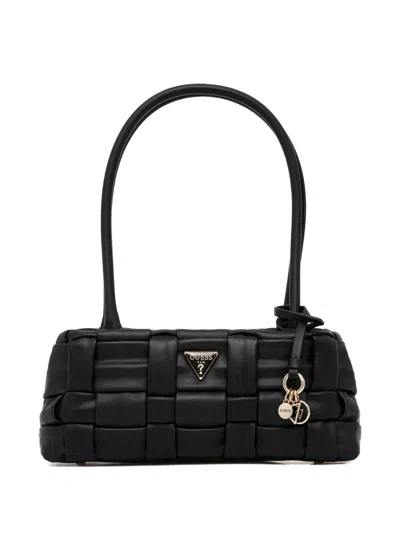 Guess Usa Marion Woven Charm Tote Bag In Black