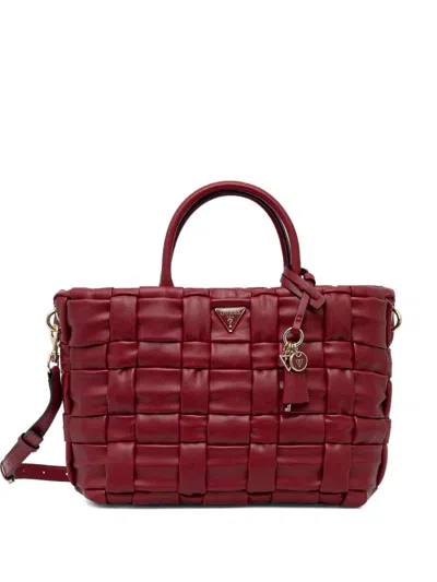 Guess Usa Marion Woven Tote Bag In Red