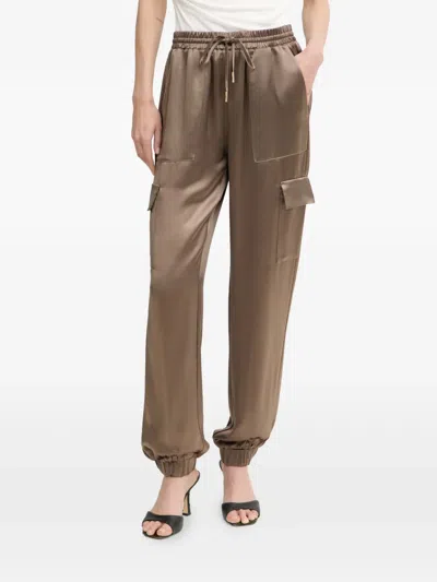 Guess Usa Marzia Satin Track Pants In Brown