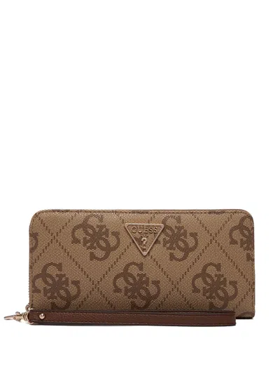 Guess Usa Maxi 4g Karnilla Monogram Wallet In Brown