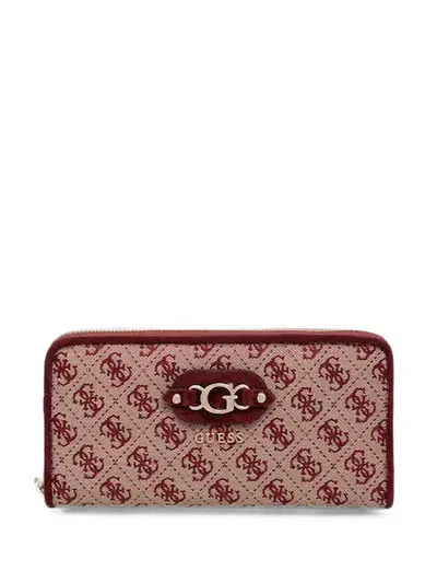 Guess Usa Maxi Samantha Monogram-print Zip-around Wallet In Blue