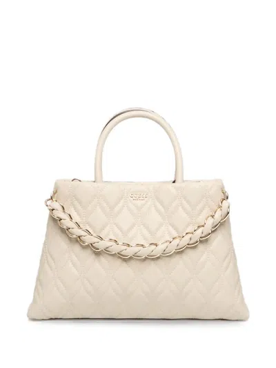 Guess Usa Maxine Quilted Braided-chain Satchel Bag In Neutral