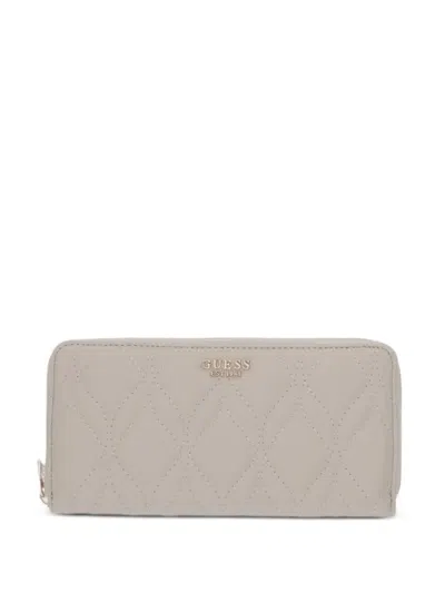 Guess Usa Maxine Quilted-effect Zip-around Wallet In Nude