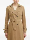 Guess Usa Maya Belted Double-breasted Trench Coat In Brown