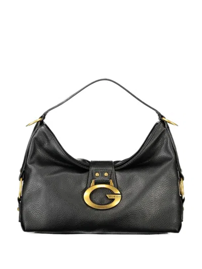 Guess Usa Medium Camden Logo-plaque Pebbled-effect Tote Bag In Black