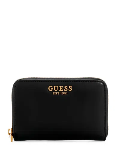 Guess Usa Medium Laurel Zip-around Wallet In Black