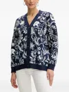 Guess Usa Melinda Floral-jacquard Cardigan In Blue