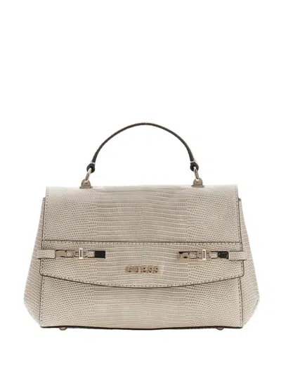 Guess Usa Melinda Lizard-effect Tote Bag In Neutral