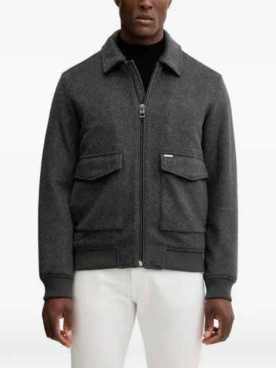 Guess Usa Melton Zip-fastening Shirt Jacket In Gray