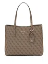 Guess Usa Meridian Ii Girlfriend Monogram-pattern Tote Bag In Brown