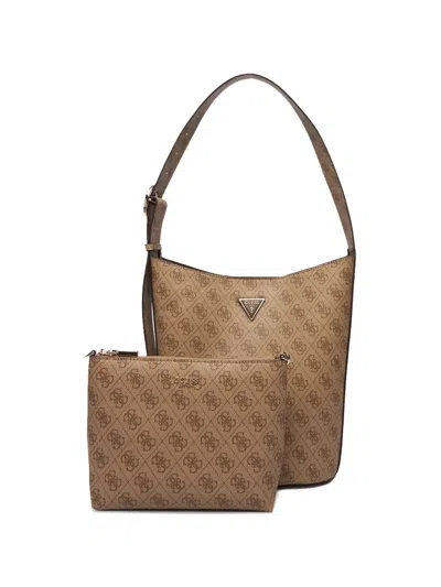 Guess Usa Meridian Monogram Shoulder Bag In Brown
