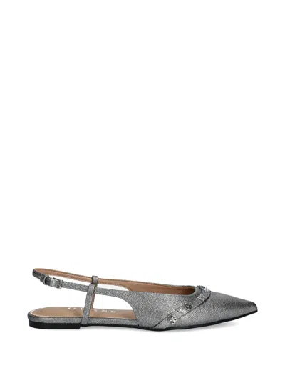Guess Usa Metallic-effect Slingback Ballet Flats In Gray