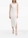 Guess Usa Midi Ribbed Open-back Dress In White