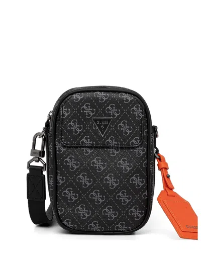 Guess Usa Milano 4g Monogram-pattern Shoulder Bag In Black