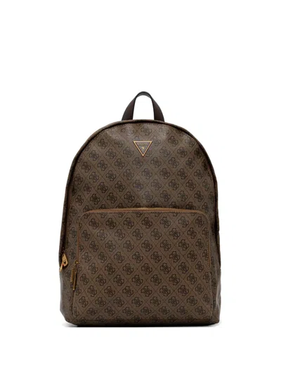 Guess Usa Milano 4g Monogram-print Logo-plaque Backpack In Yellow